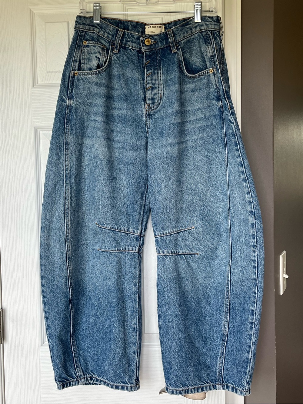 Free People We The Free Good Luck Barrel Jeans - Ultra Light Beam - size 27